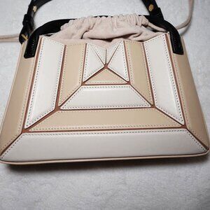 MLOUYE MINI SERA Cream and Tan Geometric Mini Bag